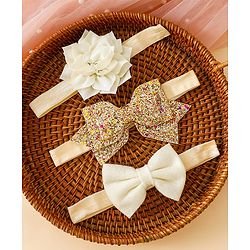 Babyhug Free Size Hedbands With Floral & Bow Applique - Beige