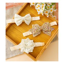 Babyhug Free Size Hedbands With Floral & Bow Applique - Beige