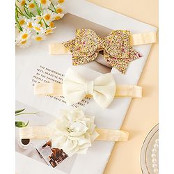 Babyhug Free Size Hedbands With Floral & Bow Applique - Beige
