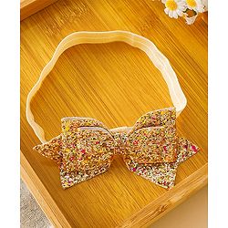 Babyhug Free Size Hedbands With Floral & Bow Applique - Beige