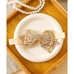 Babyhug Free Size Hedbands With Floral & Bow Applique - Beige