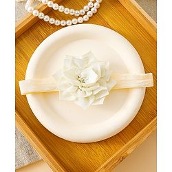Babyhug Free Size Hedbands With Floral & Bow Applique - Beige