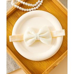 Babyhug Free Size Hedbands With Floral & Bow Applique - Beige