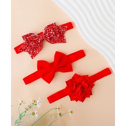 Babyhug Free Size Hedbands With Floral & Bow Applique - Red