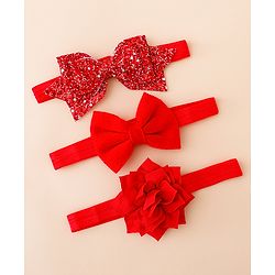 Babyhug Free Size Hedbands With Floral & Bow Applique - Red