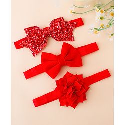 Babyhug Free Size Hedbands With Floral & Bow Applique - Red