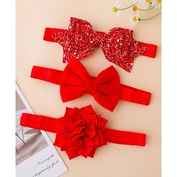 Babyhug Free Size Hedbands With Floral & Bow Applique - Red
