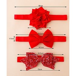 Babyhug Free Size Hedbands With Floral & Bow Applique - Red