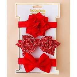 Babyhug Free Size Hedbands With Floral & Bow Applique - Red