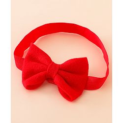 Babyhug Free Size Hedbands With Floral & Bow Applique - Red