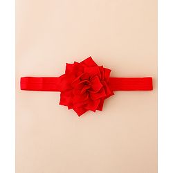 Babyhug Free Size Hedbands With Floral & Bow Applique - Red