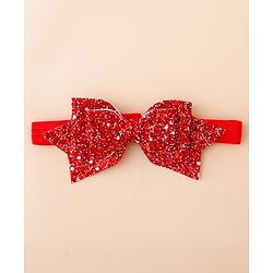 Babyhug Free Size Hedbands With Floral & Bow Applique - Red