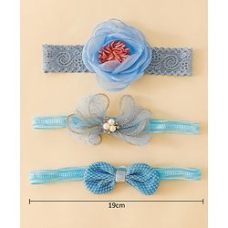 Babyhug Free Size Hedbands With Floral & Bow Applique - Light Blue