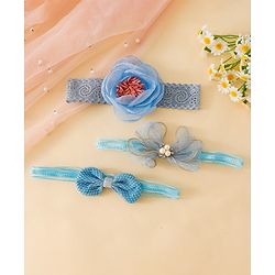 Babyhug Free Size Hedbands With Floral & Bow Applique - Light Blue