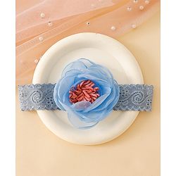 Babyhug Free Size Hedbands With Floral & Bow Applique - Light Blue