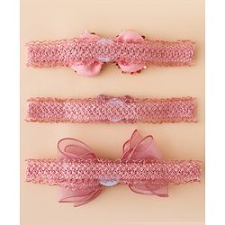 Babyhug Free Size Hedbands With Floral & Bow Applique - Light Red