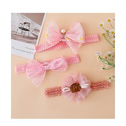 Babyhug Free Size Hedbands With Floral & Bow Applique - Pink
