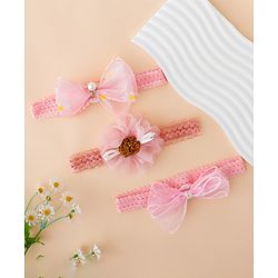 Babyhug Free Size Hedbands With Floral & Bow Applique - Pink
