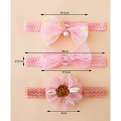 Babyhug Free Size Hedbands With Floral & Bow Applique - Pink