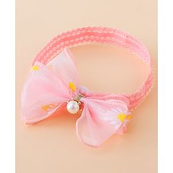 Babyhug Free Size Hedbands With Floral & Bow Applique - Pink