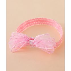 Babyhug Free Size Hedbands With Floral & Bow Applique - Pink