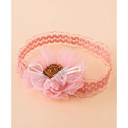Babyhug Free Size Hedbands With Floral & Bow Applique - Pink
