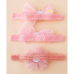 Babyhug Free Size Hedbands With Floral & Bow Applique - Pink