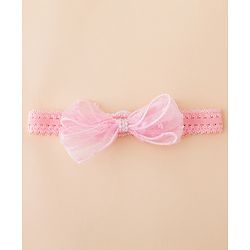 Babyhug Free Size Hedbands With Floral & Bow Applique - Pink