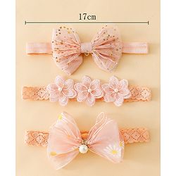 Babyhug Free Size Hedbands With Floral & Bow Applique - Light Orange