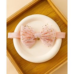 Babyhug Free Size Hedbands With Floral & Bow Applique - Light Orange