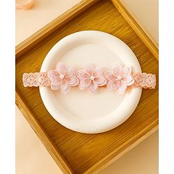 Babyhug Free Size Hedbands With Floral & Bow Applique - Light Orange