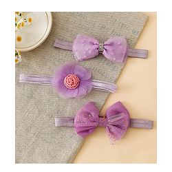 Babyhug Headbands With Floral & Bow Applique Pack of 3  -Purple