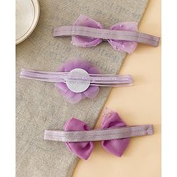 Babyhug Headbands With Floral & Bow Applique Pack of 3  -Purple