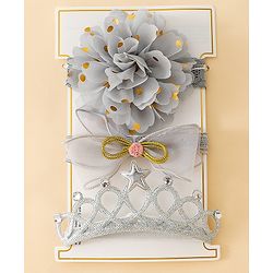Babyhug Free Size Hedbands With Floral & Bow Applique - Grey