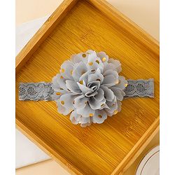 Babyhug Free Size Hedbands With Floral & Bow Applique - Grey