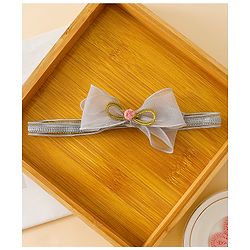 Babyhug Free Size Hedbands With Floral & Bow Applique - Grey