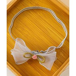 Babyhug Free Size Hedbands With Floral & Bow Applique - Grey