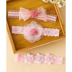 Babyhug Free Size Hedbands With Floral & Bow Applique - Pink