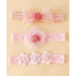 Babyhug Free Size Hedbands With Floral & Bow Applique - Pink