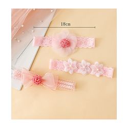 Babyhug Free Size Hedbands With Floral & Bow Applique - Pink