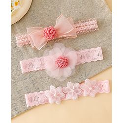 Babyhug Free Size Hedbands With Floral & Bow Applique - Pink