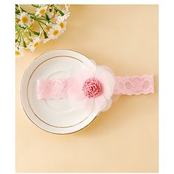Babyhug Free Size Hedbands With Floral & Bow Applique - Pink
