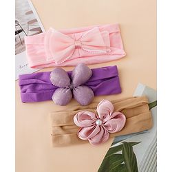 Babyhug Floral Bow Stretch Kids Headband - Pink & Purple