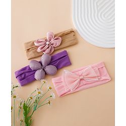 Babyhug Floral Bow Stretch Kids Headband - Pink & Purple