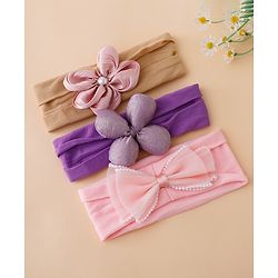 Babyhug Floral Bow Stretch Kids Headband - Pink & Purple