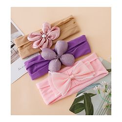 Babyhug Floral Bow Stretch Kids Headband - Pink & Purple