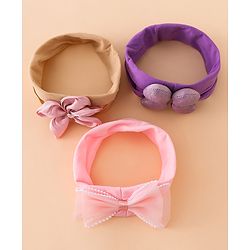 Babyhug Floral Bow Stretch Kids Headband - Pink & Purple