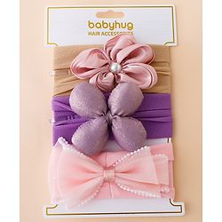 Babyhug Floral Bow Stretch Kids Headband - Pink & Purple
