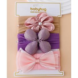 Babyhug Floral Bow Stretch Kids Headband - Pink & Purple