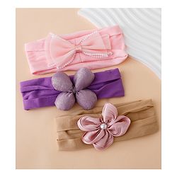 Babyhug Floral Bow Stretch Kids Headband - Pink & Purple